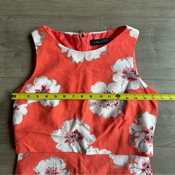 Ivanka Trump peach/orange floral linen (with lining) dress - size 6 - Picture 2 of 4